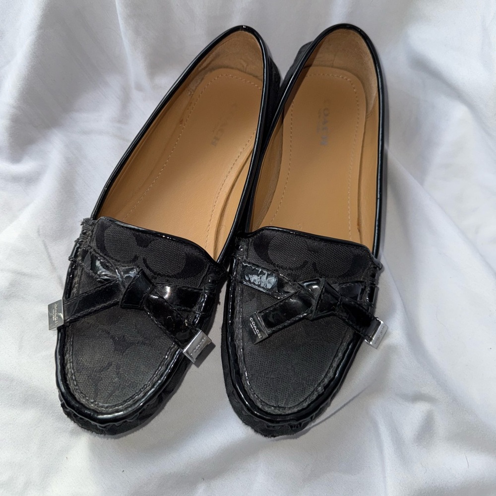 COACH Frida Black Signature Logo Print Canvas Loafer - US size 7